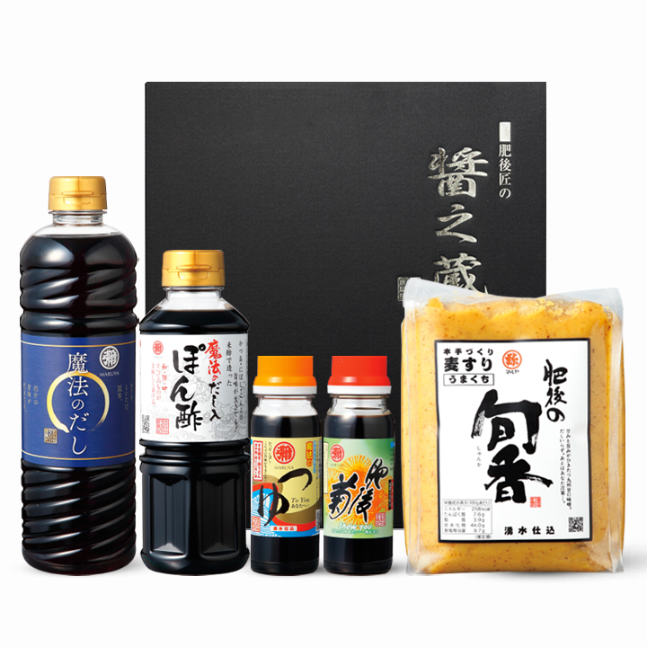 ギフトE（送料無料）　魔法のだし・だし入りぽん酢・魔法のつゆ・肥後菊・旬香900g